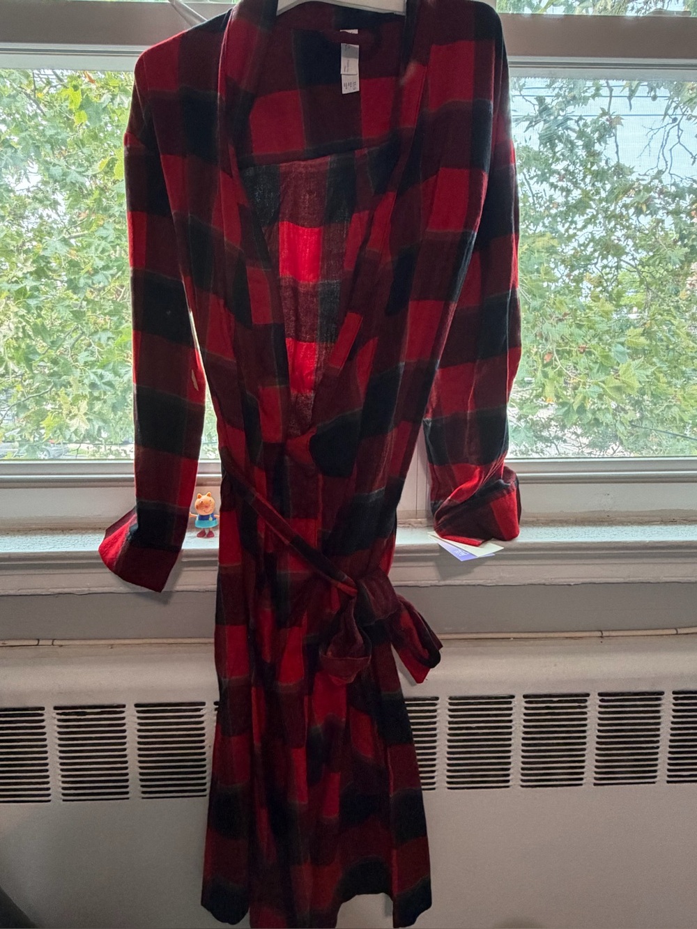 Stars above Red and Black Plaid women’s robe